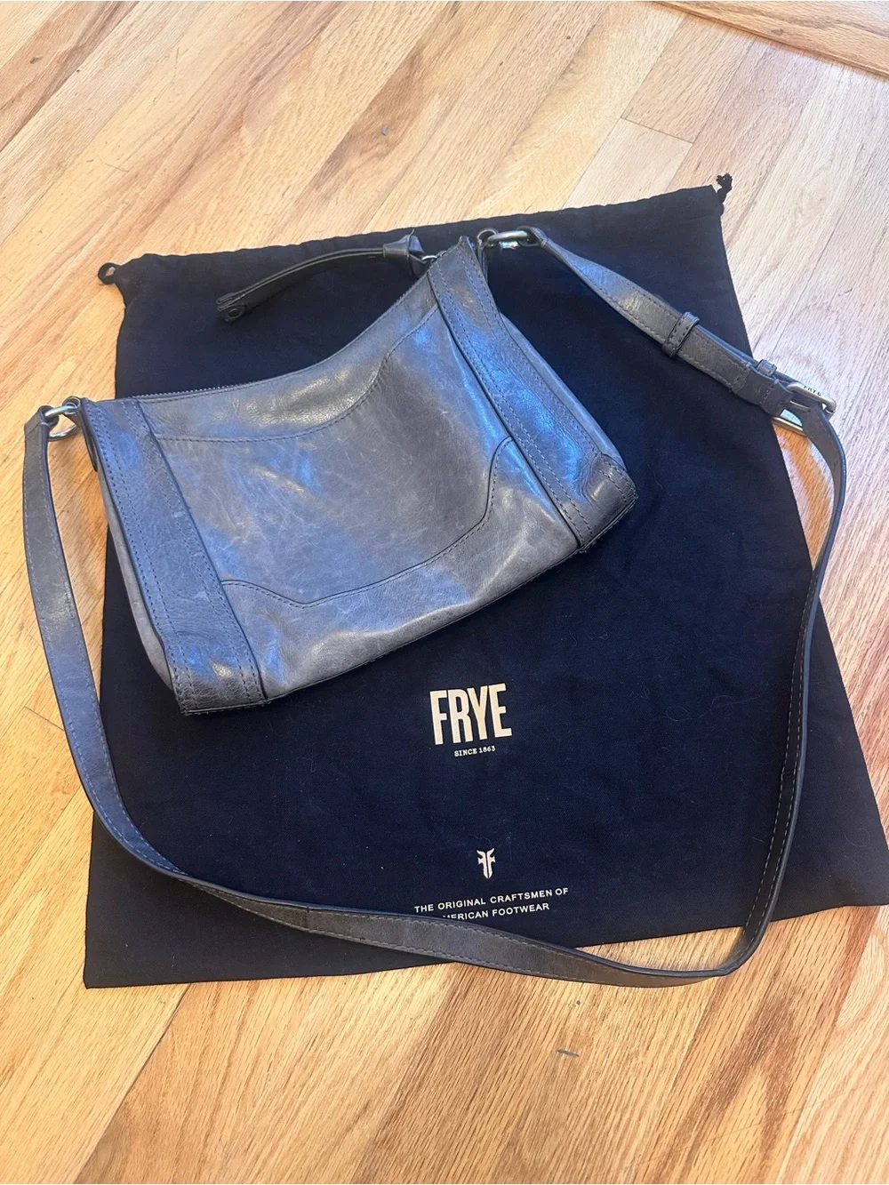 Frye Melissa Charcoal Gray Leather Crossbody Bag